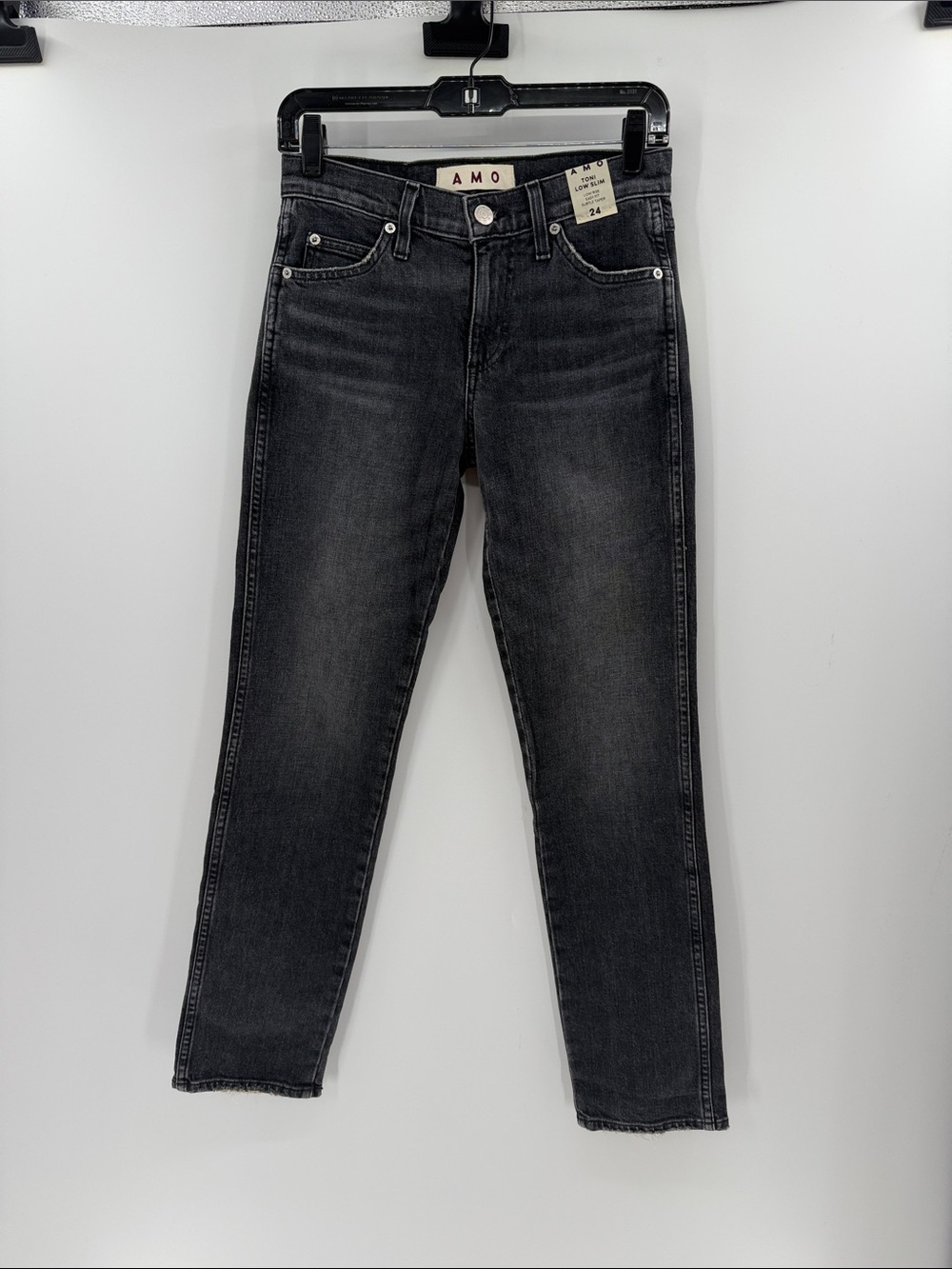 AMO Women's Toni Low Slim Low Rise Jeans - Washed Black - 24 - New with tags